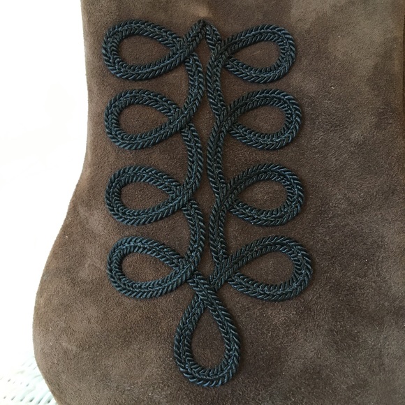 NEW Vintage PROXY Suede Side Zip Booties Soutache NWOT - Picture 3 of 13